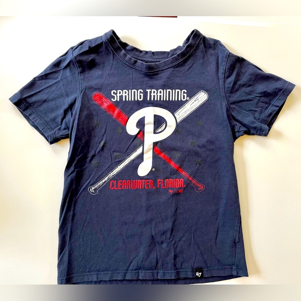 PHILADELPHIA PHILLIES girls navy spring training Phillies logo tee shirt size S